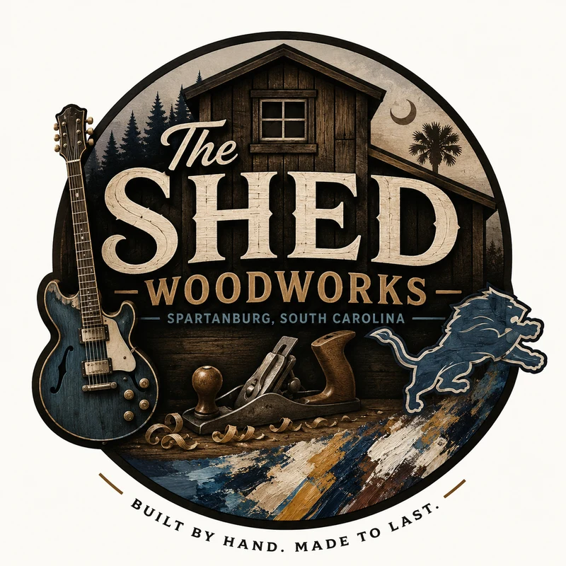 The Shed Woodworks — Spartanburg, South Carolina. Built by hand. Made to last.